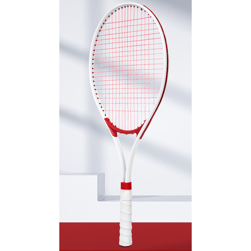 Raqueta de tenis para adultos de 27" totalmente blanca con línea roja