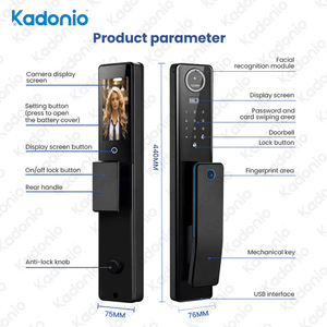 Kadonio Tuya Smart Zwei-Wege-Gegensprechanlage Palm Finger Print Card Digitaler Code Gesichts erkennung Biometrisches Zugangs türschloss - Product Image 6
