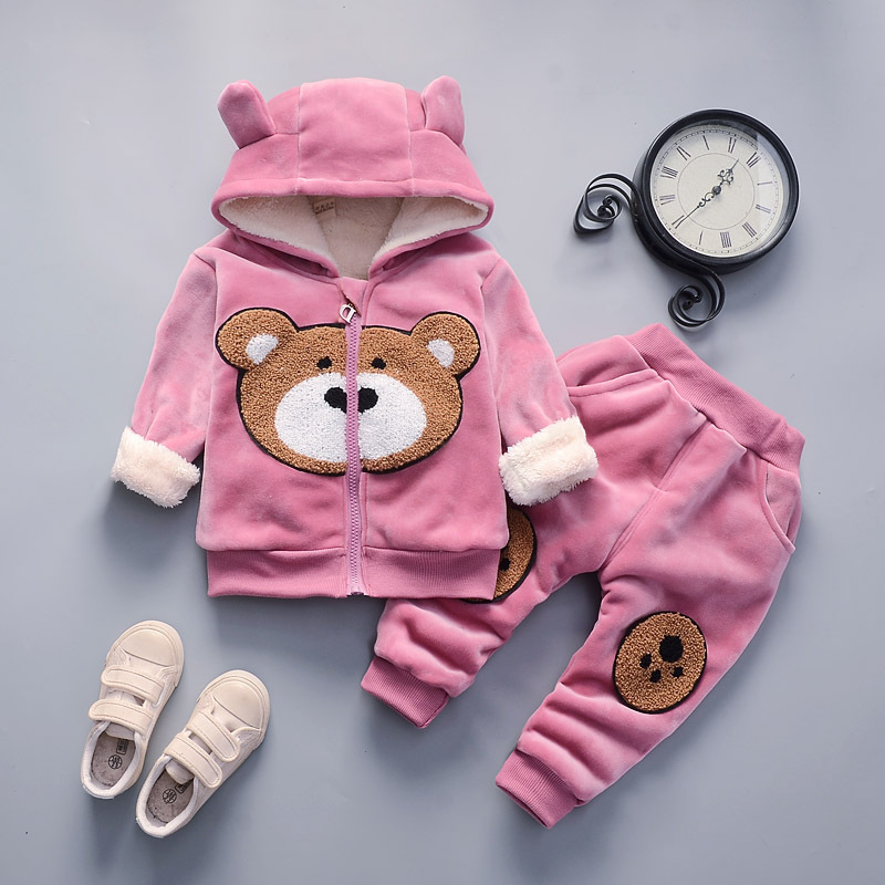 2021 New Winter Thicken Velvet Clothing Sets Kids Girls Baby Boy T-shirt+Pants Suit 2pcs Outfits Children Young Clothes Set