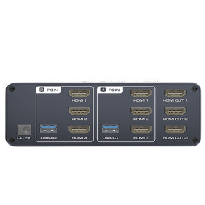 8k 60hz HDMI <strong>KVM</strong> <strong>Switch</strong> 2 Computers <strong>3</strong> Monitors 2 Port HDMI <strong>KVM</strong> Switcher 2 in <strong>3</strong> Out for 2 PC Share <strong>3</strong> Monitors and 4 USB <strong>3</strong>.0 Ports