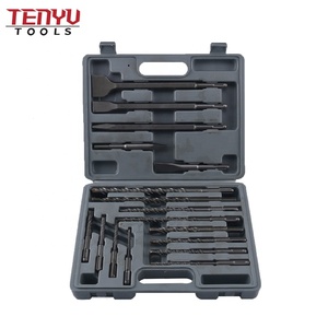 17Pcs Rotary Hammer <strong>Chisel</strong> <strong>Bit</strong> and SDS Plus Shank Drill <strong>Bits</strong> Set With Plastic Portable Storage Case for Bricks Concrete Masonry - Product Image 2