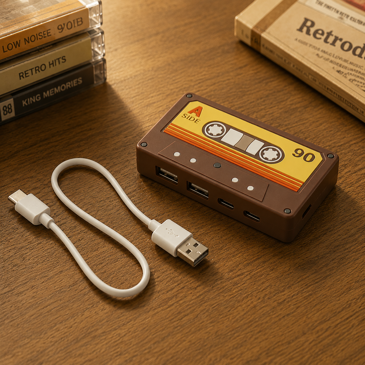 HUB USB A vers Type C avec ruban adhésif marron