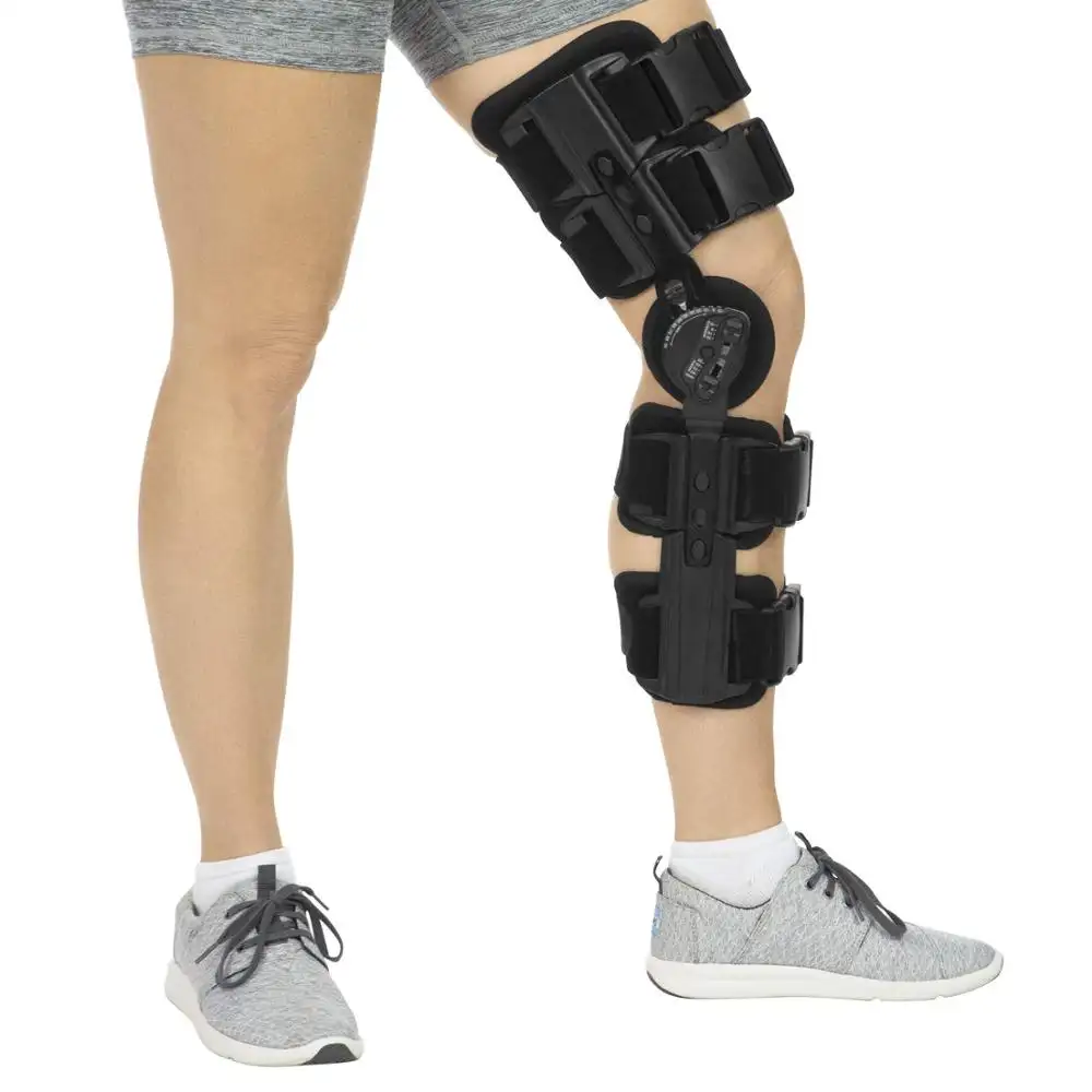Médica Ortopédica Pós-op Articulada Knee Brace Rom Ajustável Suporte Joelho Imobilizador para ACL, MCL & PCL Lesão