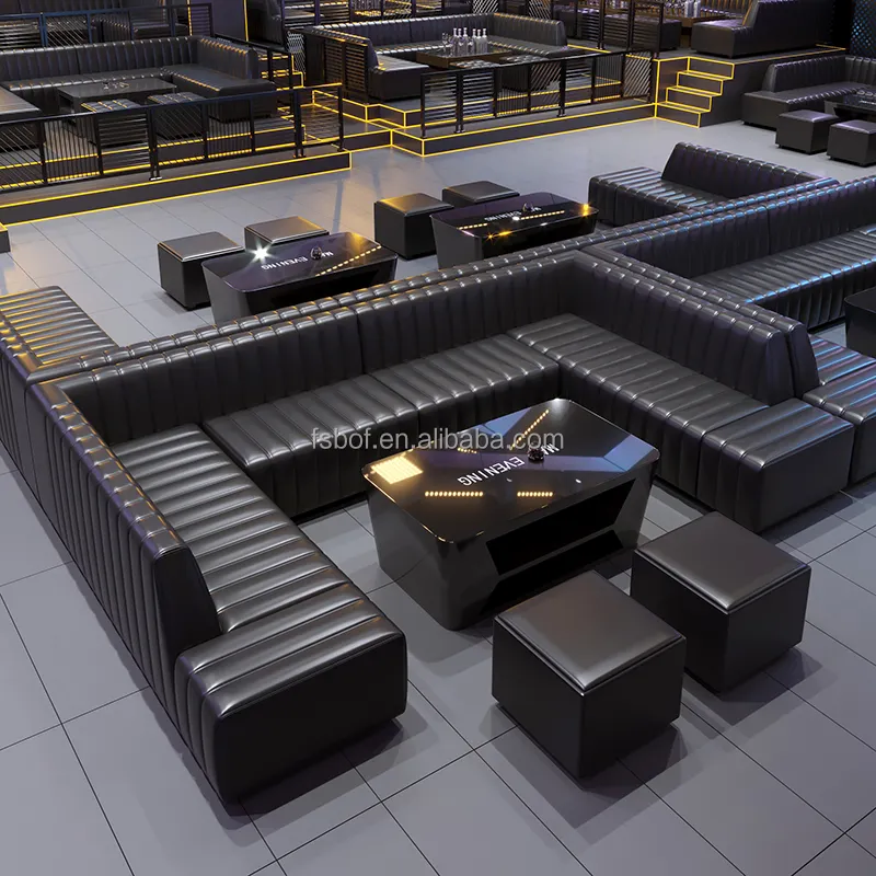 Cabine de sofá personalizada em forma de u ktv, cabine de sofá de alta classe para dança, karaokê, bar e mesa de café de boate