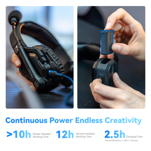 Hollyland Solidcom SE 1100ft Equipo de comunicación Full Duplex 2,4G ENC Cancelación de ruido Sistema de auriculares de intercomunicación inalámbrico