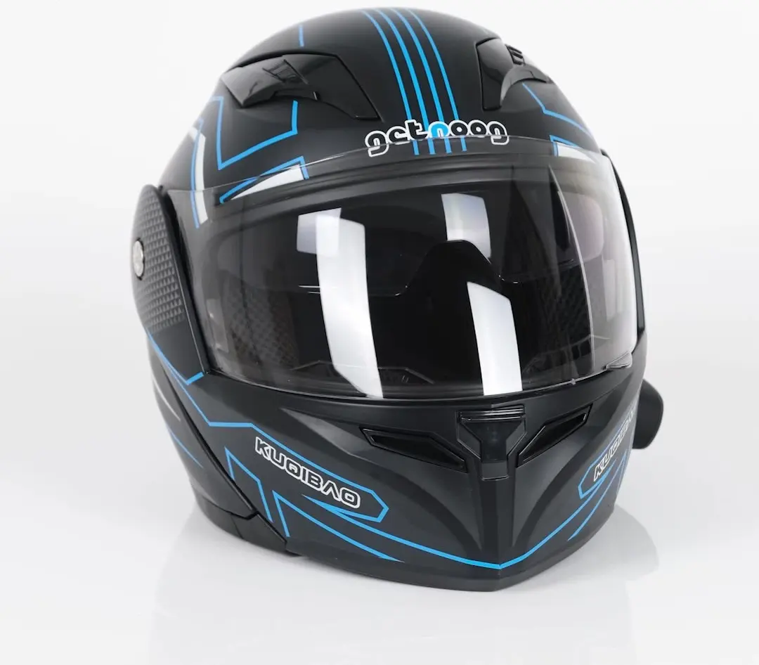 Casco inteligente de doble visera para motocicleta, con protección facial abatible, casco eléctrico con Bluetooth para motocicleta, batería de larga duración