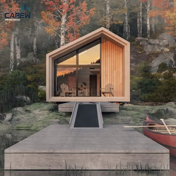 Kit Kabin Log Kecil Siap Dibuat Kayu Modular Kayu Chalet Rumah Pantai Prefab Kecil dengan Standar Sertifikasi AU NZ US EN