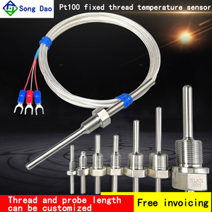 Edelstahl Wasserdichtes Fest gewinde Pt100 Platin Wärme widerstand Temperatur <span class=keywords><strong>sensor</strong></span> K/E Thermo element Temperatur fühler - Product Image 3