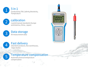 Conductimètre d'eau/unités de mesure de la conductivité mètre analyseur de conductivité portable pour l'eau potable DDS-1702 - Product Image 5