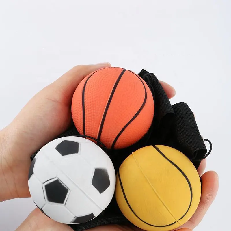 Polso palla polsino palline sportive su una corda giocattolo, ritorno in gomma Rebound palla giocattolo per ragazzi ragazze di colore assortito