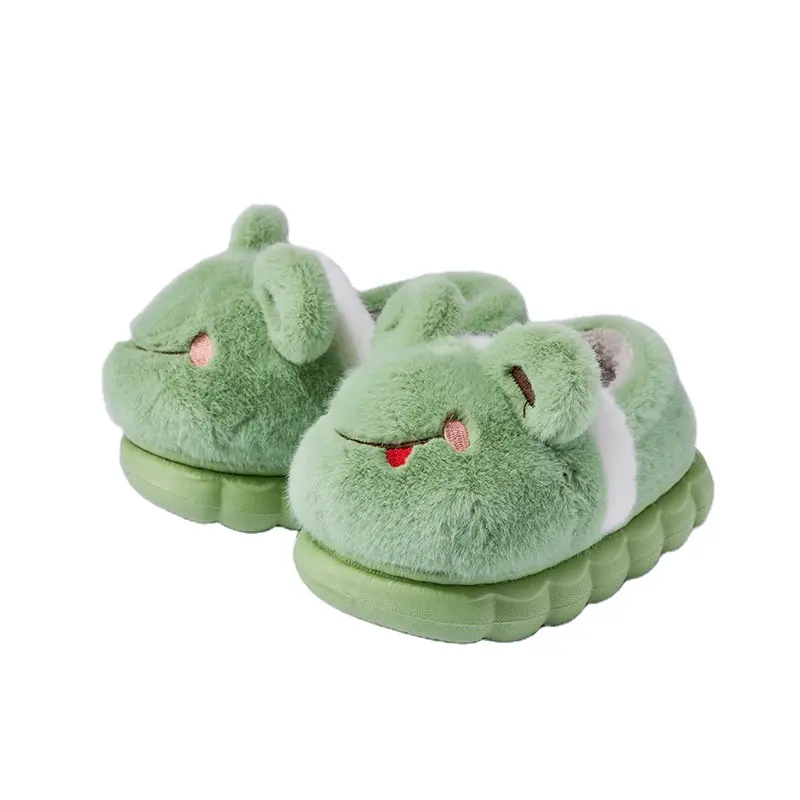 Factory wholesale kids home indoor nonslip soft plush warm winter slippers for boys and girls