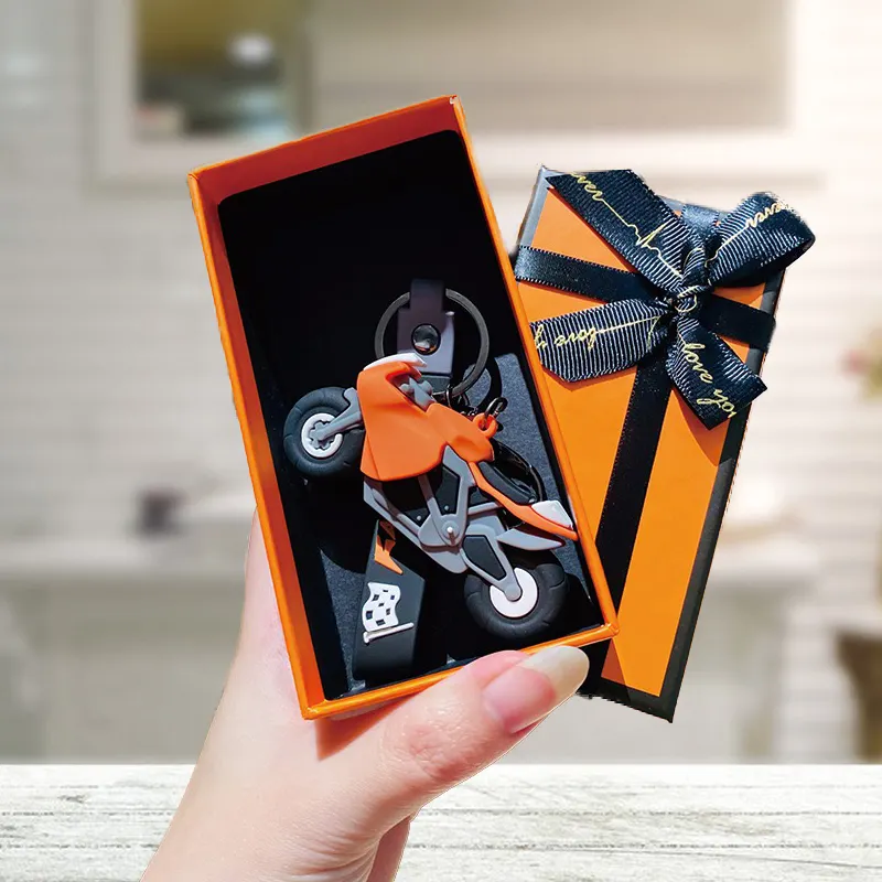 Individuelle Mini-Gummi 3D weiche pvc Rennwagen-Rad silikon Motorrad-Schlüsselanhänger im Großhandel Herstellerzubehör