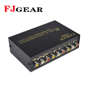 FJGEAR-conmutador de audio y vídeo av de alta calidad y duradero, 2 puertos, 2 entradas, 1 salida, interruptor av