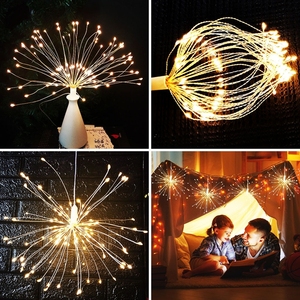 Fuegos artificiales, cadena de luces LED de cobre, forma de ramo, cuerdas, luces, iluminación decorativa con pilas con Control remoto - Product Image 3