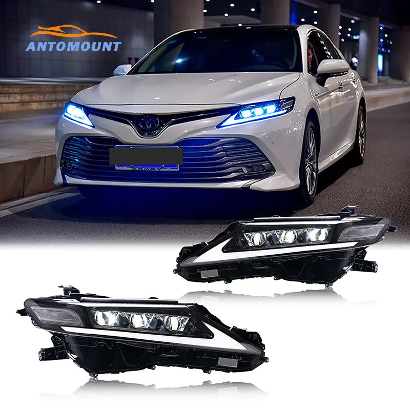 ไฟหน้ารถยนต์แบบ3ตาระบบไฟ LED สำหรับ Toyota Camry 2018 2020 2019ระบบแสงสว่างอัตโนมัติ
