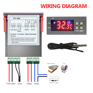 12V 24V 110〜220Vマイクロコンピューター温度コントローラー温度調節器デジタルサーモスタットセンサー加熱冷却STC-3000 - Product Image 4