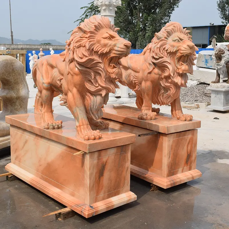 Büyük açık süs heykel granit aslan heykelleri mermer çin Fu köpek Foo köpekler taş aslan heykeli