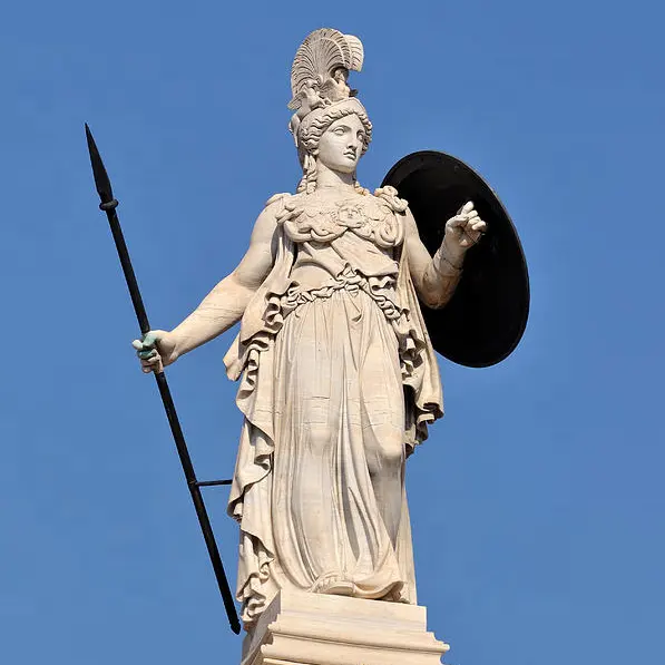 Estatua de la diosa de Atenea, escultura de la antigua cultura griega, reproducción de fábrica