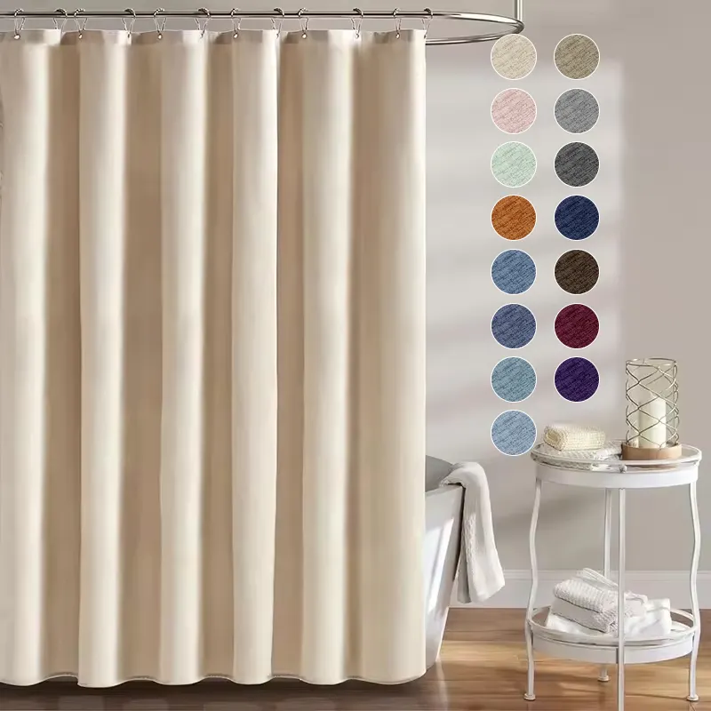 Großhandel einfarbig Leinen Textur Stoff moderne Bad Vorhang wasserdicht einfachen Stil verdicken Hanf Dusch vorhänge für Badezimmer