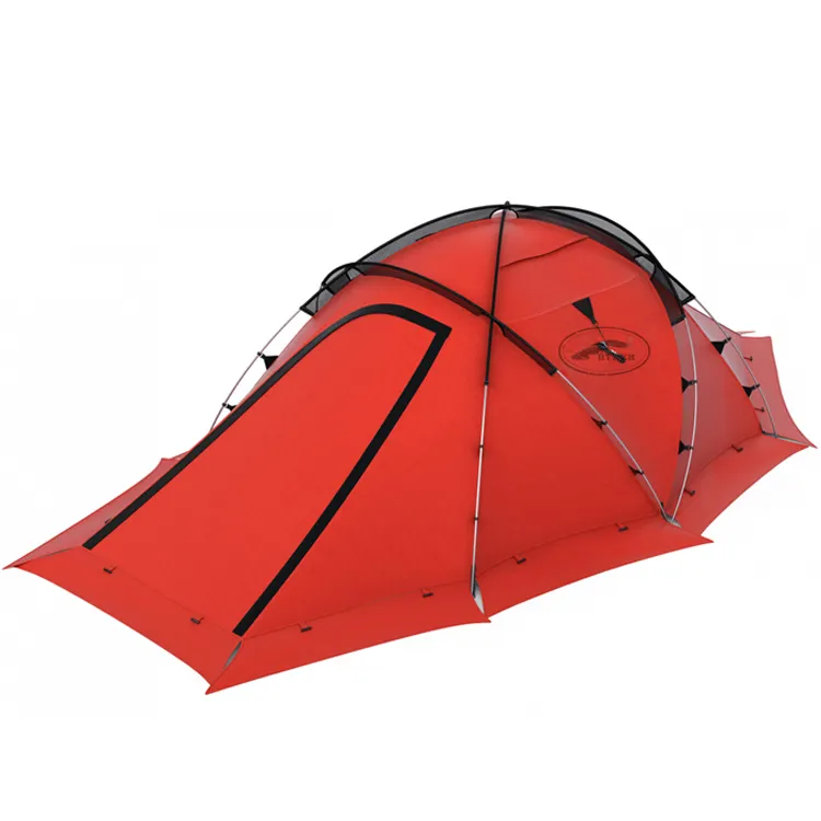 Özel çift katlı 4 sezon 2 kişi su geçirmez kubbe kamp çadırı yüksek irtifa alanı için güçlü rüzgara karşı