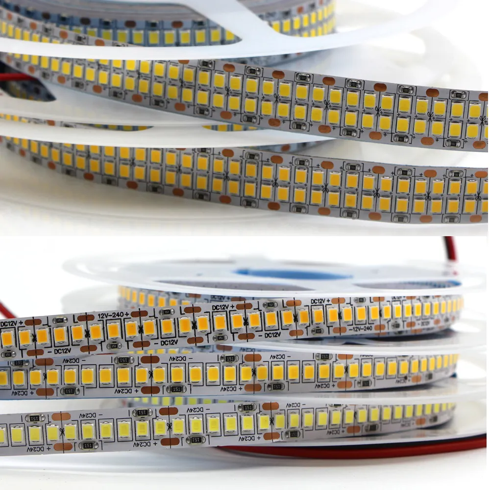 ซุปเปอร์สดใสนำ Strip12V 24V SMD 2835 240LEDs/M 480LEDs/M เทปที่มีความยืดหยุ่น IP65/IP67กันน้ำไฟ LED ไฟริบบิ้นโคมไฟ1M-5M