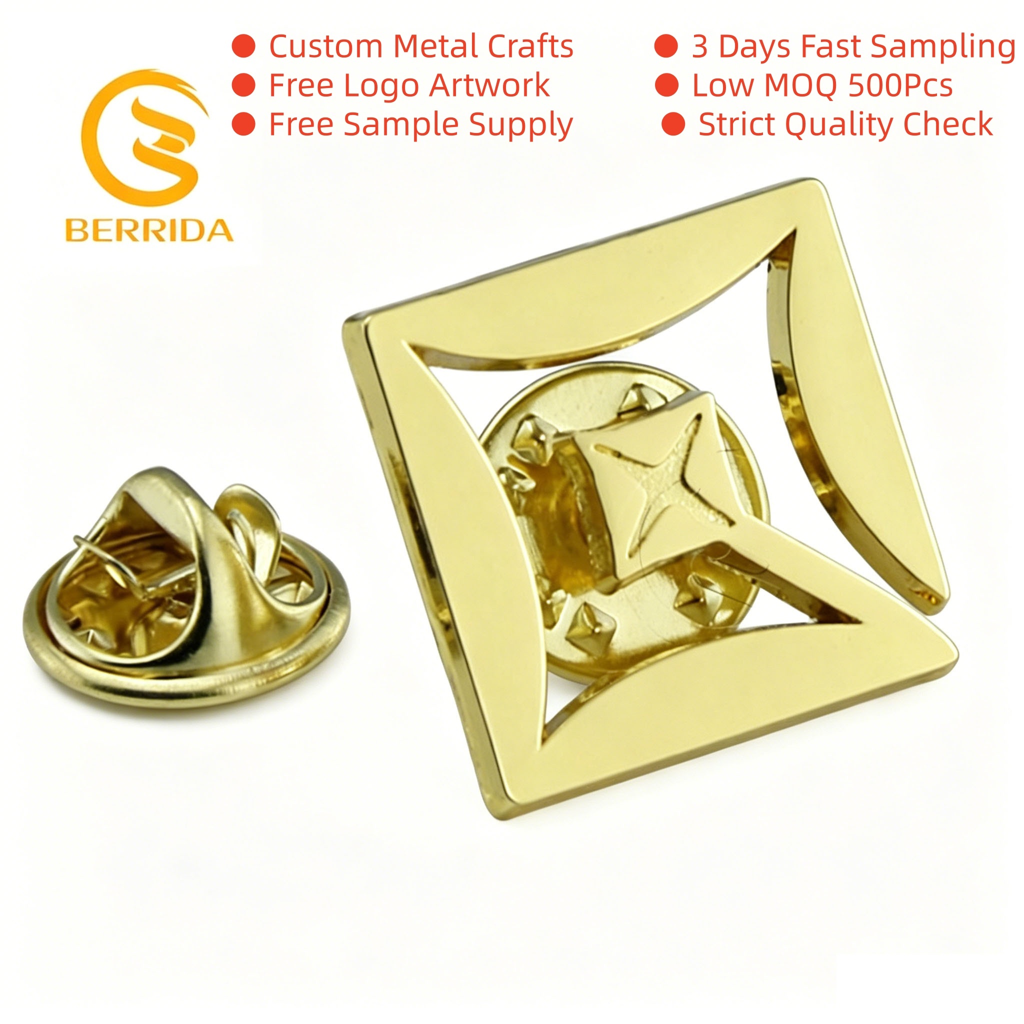 Insignia de Pin con Escritura Dorada Pulida