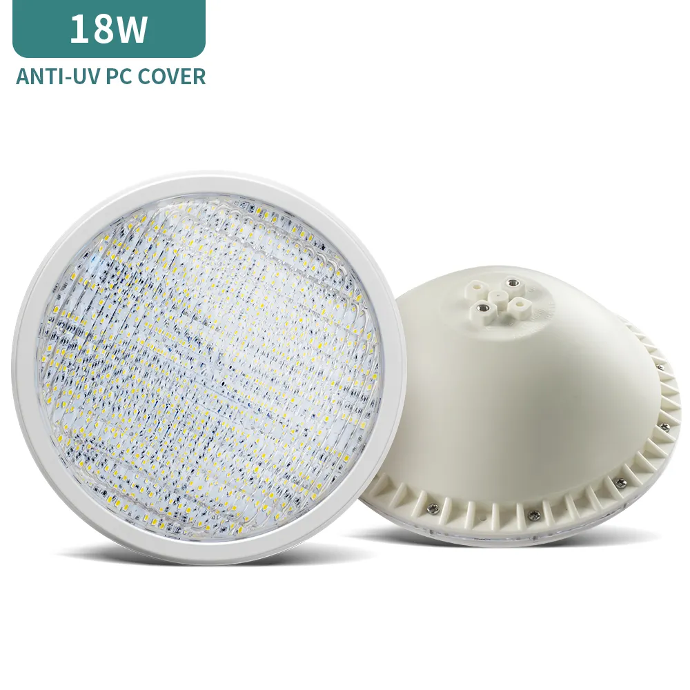 PAR56 Lampu Bohlam LED 18W Bahan ABS, Penutup PC, Lampu Kolam Renang IP68 LED Bawah Air untuk Air Mancur Kolam