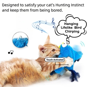 热卖u盘充电电动飞鸟玩具猫狗拍打宠物互动天鹅绒运动带猫薄荷包装纸箱 - Product Image 4