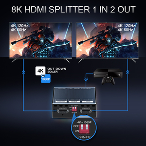 Divisor de video HDMI de 2 puertos 1x2 4K divisor HDMI para computadora o tipo de interfaz Smart Android LED TV - Product Image 3