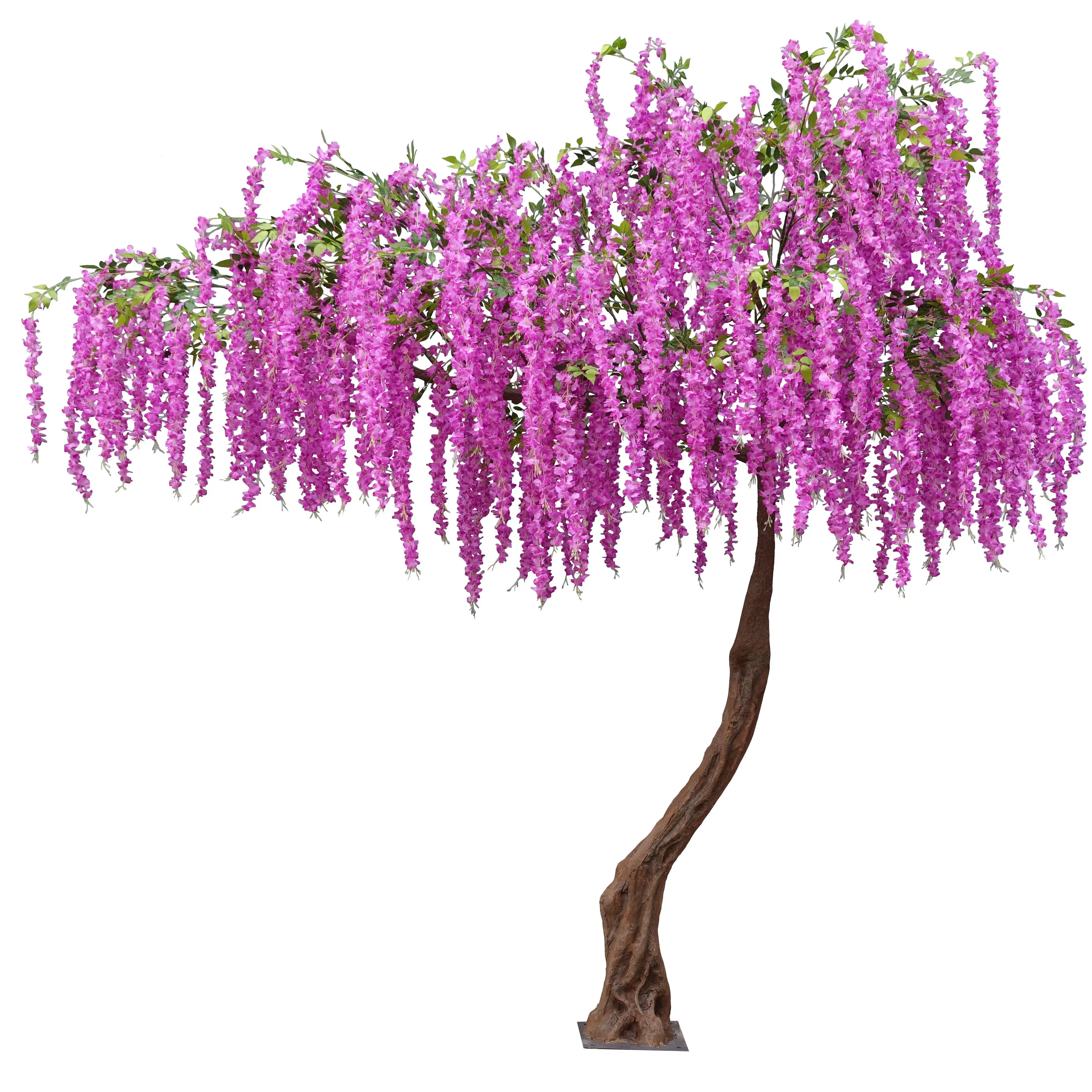 Pohon bunga sakura buatan realistis besar, pohon dekorasi berbentuk tanaman unik untuk penggunaan dalam dan luar ruangan