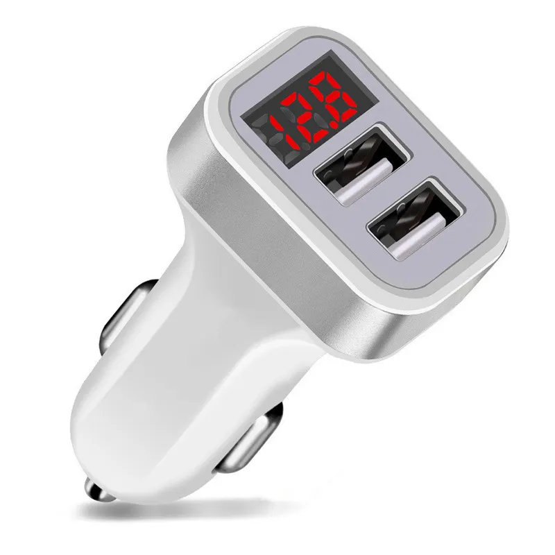 LED red digital display dual USB car charger is suitable for iPhone x Xiaomi Samsung S8 voltage monitoring mobile phone charging