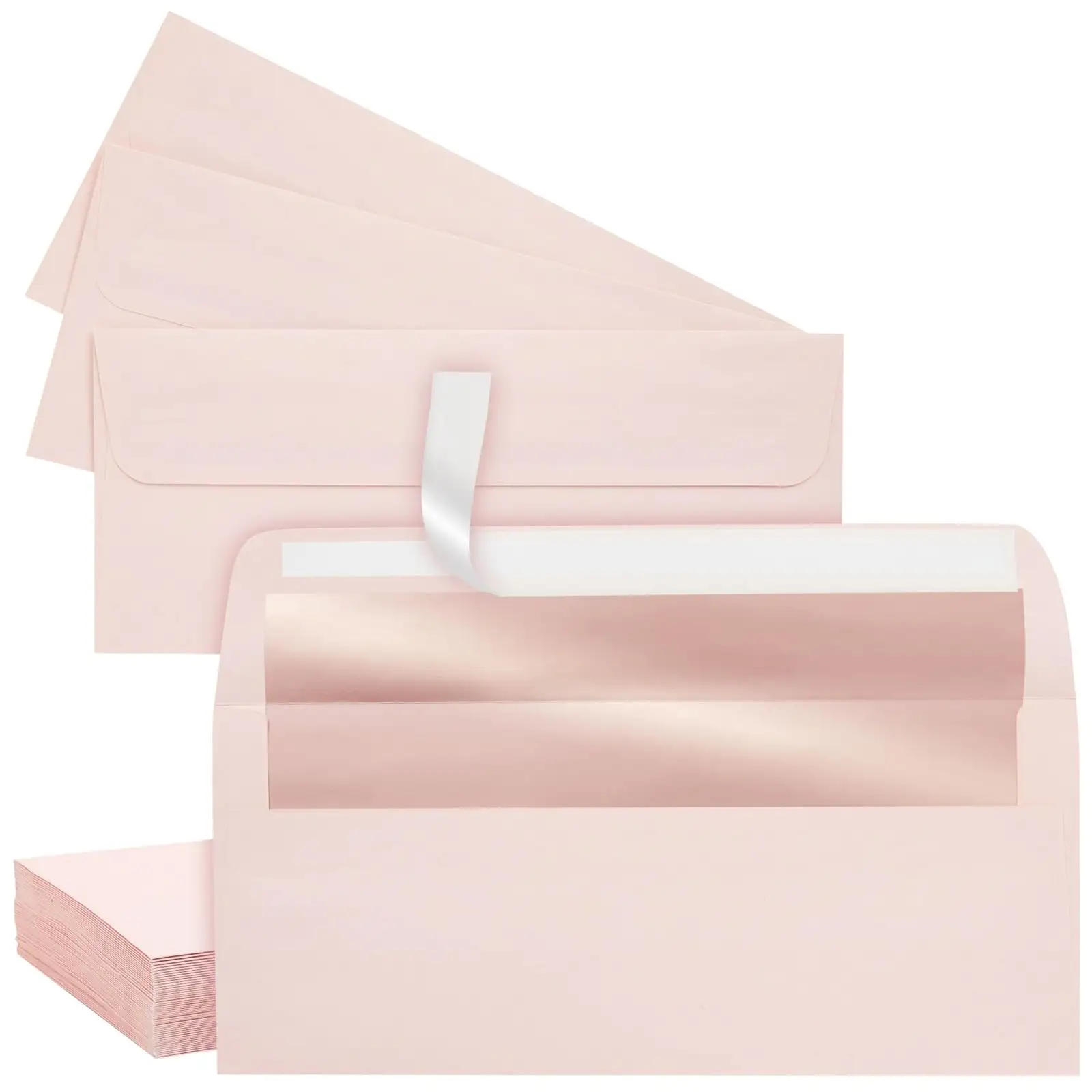 Sobres rosas con forro de lámina de oro rosa metálico para invitaciones de fiestas Cartas de negocios