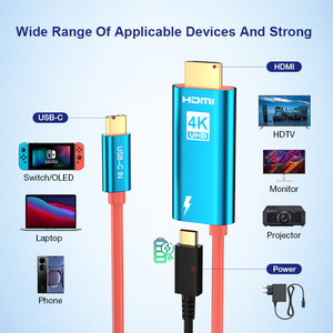 ULT-unite定制的USB C型至HDMI AM + CF适配器电缆即插即用3840*2160 4K 30Hz PD60W快速充电电缆2m - Product Image 4
