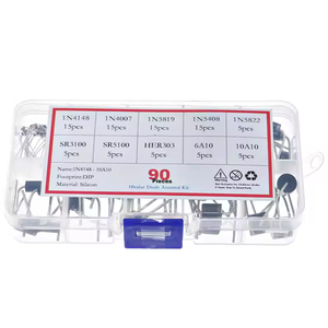 90PCS 10 giá trị CHỈNH LƯU <span class=keywords><strong>Diode</strong></span> Cầu các loại Kit Set 1n4148 1n4007 1n5819 1n5408 1n5822 sr3100 sr5100 her303 6a10 10a10 - Product Image 1