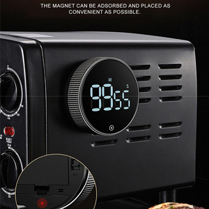 Timer da cucina rotondi grande Display a LED girevole Count Down up magnetico da cucina batteria digitale nera Timer per magnetismo visivo - Product Image 3