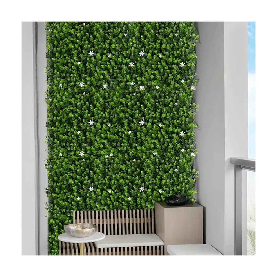 P208 نباتات الزينة خضراء اصطناعية بلاستيكية جدار حديقة عمودي لوحة خضرة للديكور الداخلي