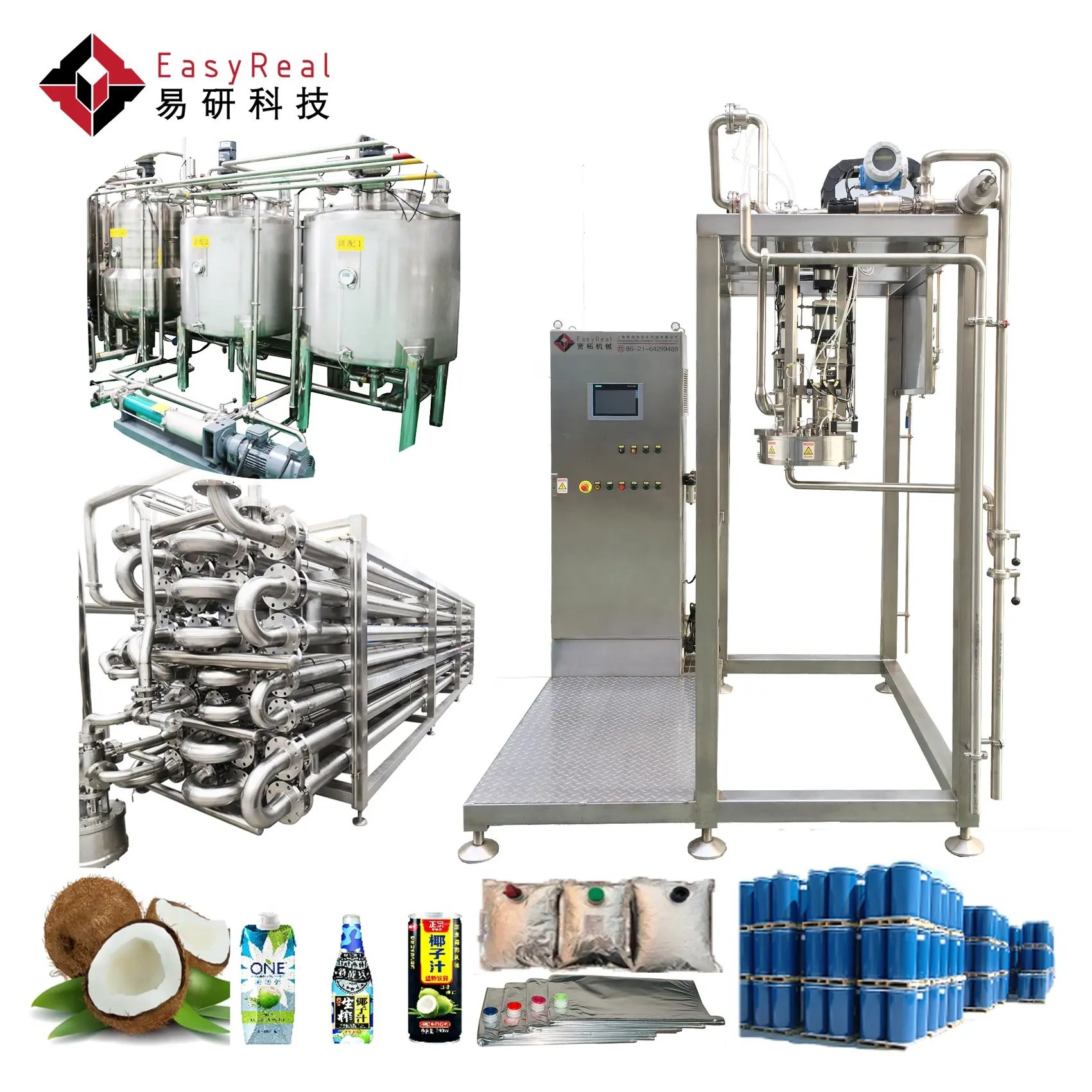 Komplette Kokosnuss-Wasser-Verarbeitungsanlage Produktionsanlage Verarbeitungsmaschinen