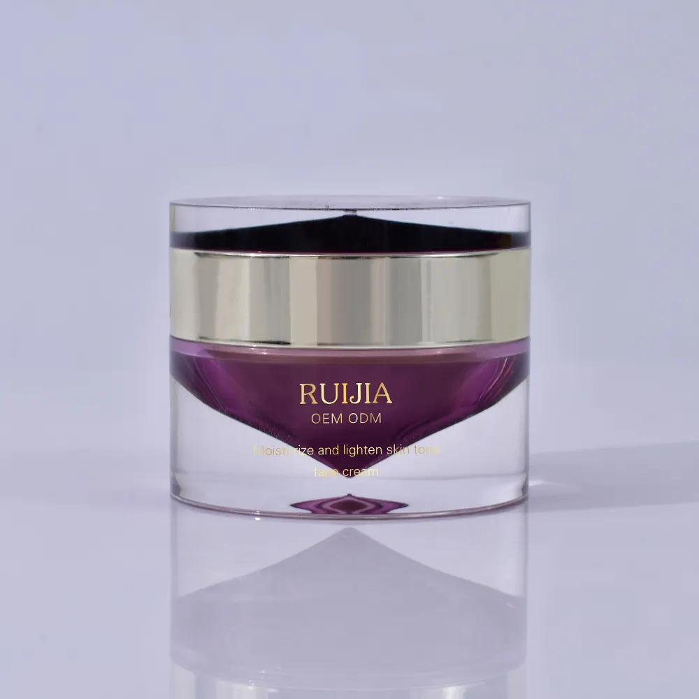 Stock Vacío 30g púrpura cónico interior vejiga craem tarro crema facial loción acrílica tarro cosmético con crema para el cuidado de la piel