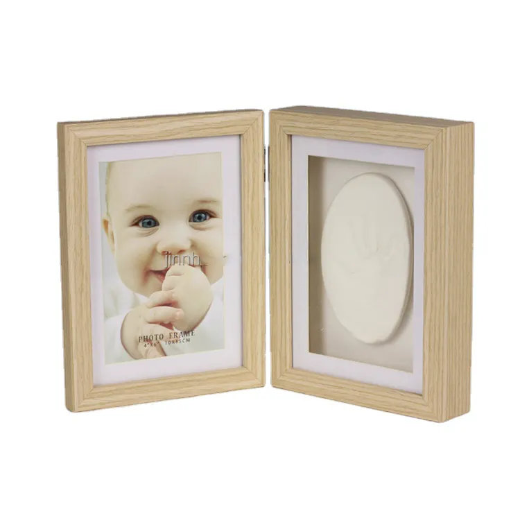 Sevimli bebek fotoğraf çerçevesi DIY handprint veya ayak izi yumuşak kil güvenli Inkpad toksik olmayan töreni