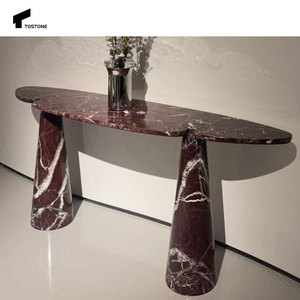 Tostone sang trọng tự nhiên màu đỏ đá cẩm thạch đá hình bầu dục giao diện điều khiển Bảng cho phòng khách trong nhà khách sạn đồ nội thất bền trang trí - Product Image 1