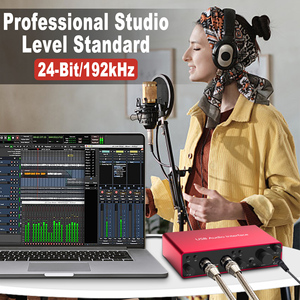 マイク録音192kHz USBオーディオインターフェイスサウンドカード、48Vファントムパワーポッドキャスト付き - Product Image 5