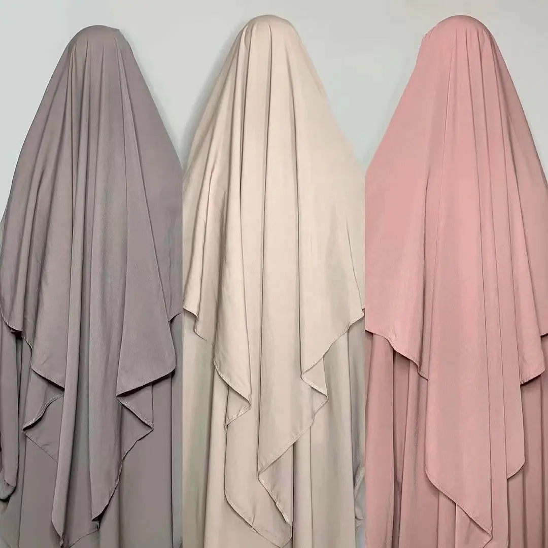 Vestidos Musulman de cor sólida, roupa islâmica Khimar Hijab Jibab, roupa de mão longa para mulheres, roupa de oração Dubai Abaya, novo design