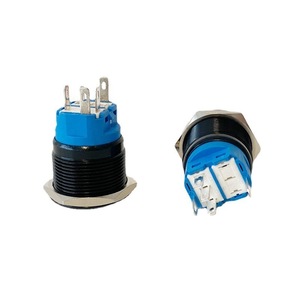 12/16/19/22/25mm Latching impermeabile IP65 LED Light Flat Power <span class=keywords><strong>Mark</strong></span> autobloccante Fix 6V 12V 220V interruttore a pulsante in metallo nero
