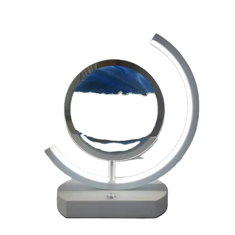 LEDムービングサンドアートテーブルランプ3D砂時計深海サンドスケープディスプレイ流れるフレーム10/12インチベッドサイドライト家の装飾
