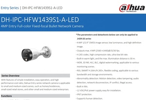 IPC-HFW1439S1-A-LED库存大华4MP户外子弹PoE闭路电视安全人工智能检测alhua全色视觉ip摄像机 - Product Image 2