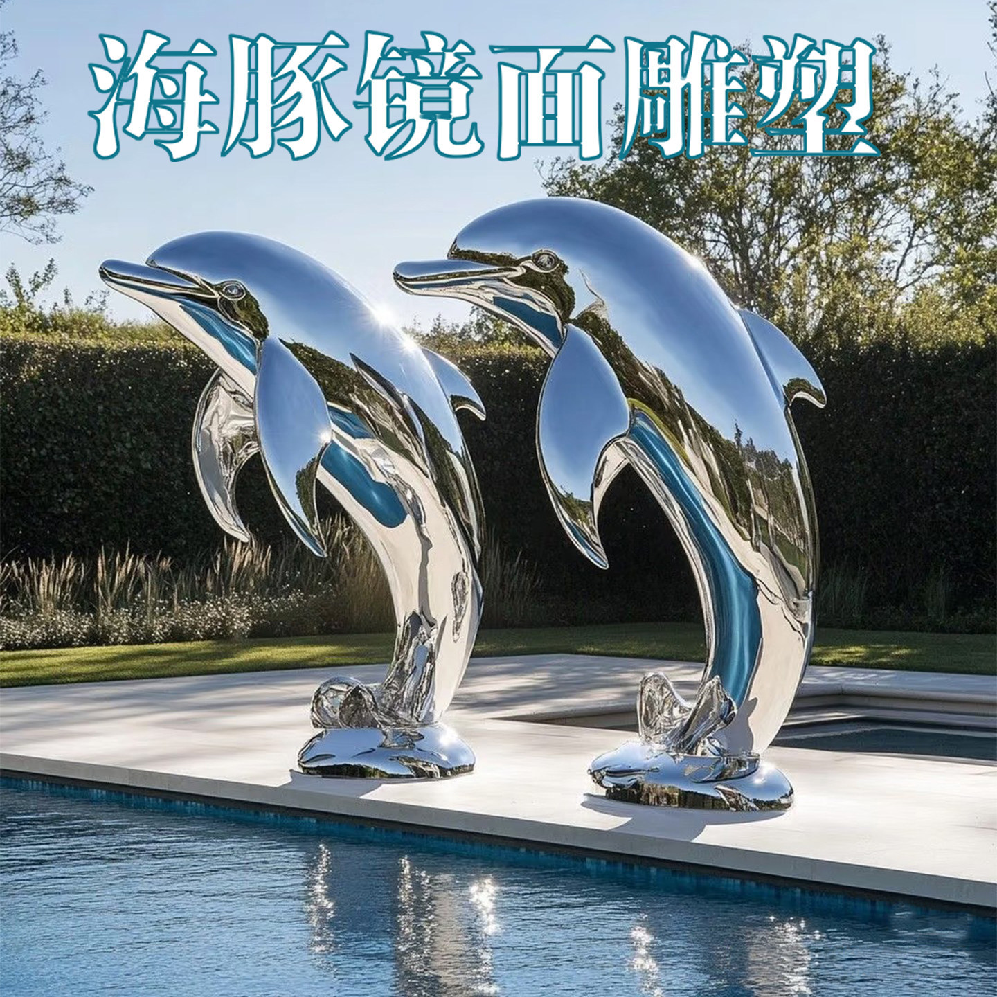 Stainless steel dolphin sculpture