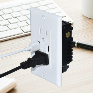 US Standard USB 5V <strong>2</strong>.1A QC 3.0 Quick Smart <strong>Socket</strong> 1 USB Plug and 1 <strong>Type</strong> C Output American Standard <strong>Socket</strong> - Product Image 2