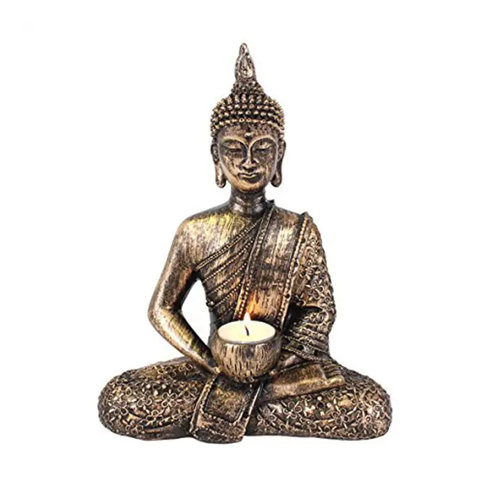 Algo diferente resina Buda thai, sostenedor de vela de luz de té escultura de la resina, ídolo modelo decoraciones para el hogar regalos