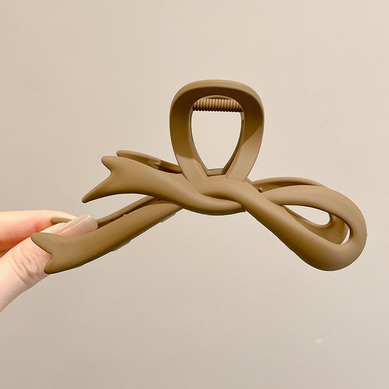 8 light coffee bow hair clip-11 cm