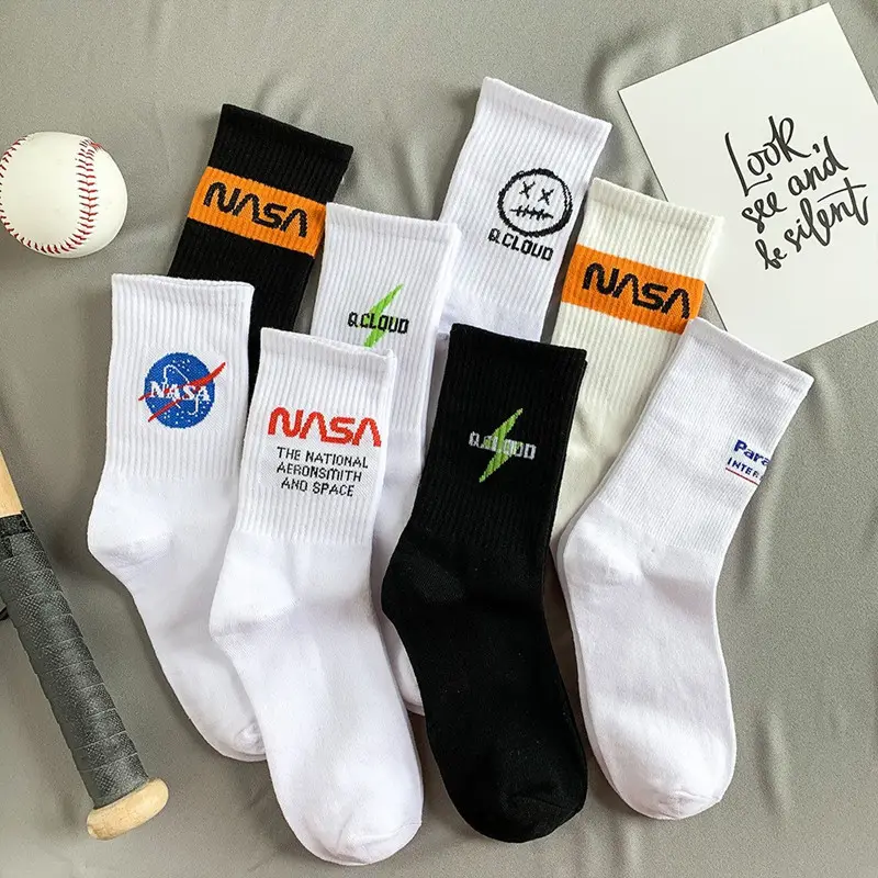 Custom Logo Women Male Socks NASA Basketball Sports Socks Skateboard Cotton Socks Funny